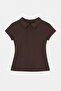Brown Shirt Collar Zipper Short Sleeve Body Tdrss26Bd00006