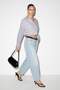 Navy Blue Double-Breasted Collared Crop Skirt Elastic Striped Shirt Tdrss26Go00082 - 2