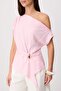 Pembe Kayık Yaka Fitted Toka Detaylı Dokuma Bluz TWOAW26BZ00058 - 3