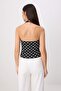 Siyah Puantiyeli Fitted/Vücuda Oturan Halter Yaka Kolsuz Crop/Kısa Esnek Örme Bluz TWOSS26BZ00929 - 4