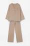 Mink V-Neck Single Button Top with Pockets and Elastic Waist Pocketed Trousers Two-Piece Set Tdrss26Au00061