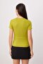 Oil Green Straight Fitted/Fitted Window Detail Stretch Knitted Blouse Twoss26Bz00924 - 4
