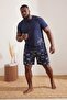 Navy Blue Regular Cut Game Printed 100% Cotton Big Size Pajama Set Tmnss26Ai00001 - 2