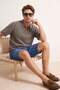 Blue Regular Fit Pipe Leg Flexible Men's Denim Shorts & Bermuda Tmnss26Sr00033