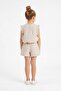 Ecru Plain Woven Girls' Top and Bottom Set Tkdss26Au00128 - 4