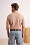 Camel Regular/Comfortable Zippered Textured Fabric Knitted Polo Collar T-Shirt Tmnss26Po00045 - 3
