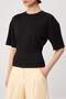 Black Soft/Soft Touch Fitted Crew Neck Low Sleeve Waist-Fitted Knitted T-Shirt Twoaw27Ts00002 - 7