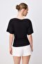 Black Plain Fitted Boat Neck Batwing Sleeve Three Quarter Sleeve Cotton Flexible Knitted T-Shirt Twoss26Ts00343 - 4