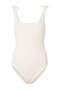 Ecru Textured Square Neck Covered Bow Detailed Regular Swimsuit Tbess26Ma00103 - 5