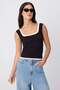 Black Color Block Fitted Pool Collar Standard Sleeve Sleeveless Cotton Ribbed Knitted Undershirt Twoss26Al00103 - 2