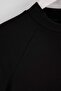 Black Stand Collar Raglan Sleeve Cotton Stretchy Baseball Fitted Crop Ribbed Knitted T-Shirt Twoaw27Ts00010 - 6