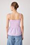 Lila Pamuklu Poplin Fitted Detaylı Askılı Gipeli Esnek Örme Bluz TWOSS24BZ00393 - 4