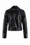 Black Regular Fit Metal Button Belted Faux Leather Coat Twoaw27Mo00064 - 3