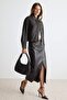 Black Regular Fit Leather Collared Suede Bomber Jacket Coat Twoaw27Mo00048 - 2