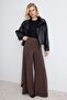 Kahverengi Extra Geniş Paça /Wide Leg Yumuşak Kumaş Pantolon TWOAW27PL00030 - 2