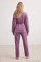 Lila 3'lü Çeyiz Seti Dantel Detaylı Kadife Örme Sabahlık+Pijama TakımıTHMAW26PT00191 - 7