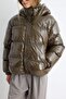 Koyu Haki Oversize Kapüşonlu Parlak Su İtici Şişme Mont TWOAW24MO00212 - 4