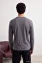 Antrasit Melanj-Bordo 2'li Paket %100 Pamuk Uzun Kol Regular/Normal Kesim T-Shirt TMNAW24TS00001 - 7