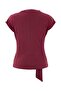 Bordo Düz Fitted/Vücuda Oturan Dik Yaka Ay Kol Kemerli Modal Kumaş Örme Bluz TWOAW27BZ00155 - 7