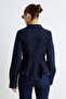 Koyu Mavi Az Esnek Peplum Fitted Denim Gömlek TWOAW27GO00054 - 4