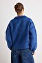 Blue Soft Textured Polo Collar Knitwear Cardigan Twoaw27Hi00132 - 4