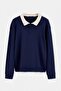 Navy Blue Off-Shoulder Regular Wardrobe Essentials Interlock Polo Neck T-Shirt Tmnaw27Po00003 - 6