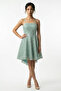 Women's Rope Strap Lined Glitter Flock Printed Short Flared Dress