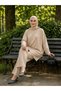 Women's Islamic Clothing Seasonal Modal Fabric Crew Neck Pocketed Tunic Top and Bottom Set