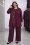 Women's middle-aged and older plus size stone embellished mother's tunic and pants set 1425 - 4