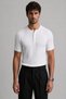 Men's White Henley Collar Short Sleeve Premium Cotton Ribbed T-Shirt - 3