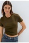 M1614317 Written T-Shirt Women's T-Shirt Khaki