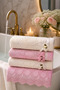 Premium French Guipure Lace 4-Piece Cotton Towel Set (2 Pink & 2 White) 50X90 - 7