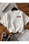Women's Colorful Amor Text Printed White T-Shirt - 2
