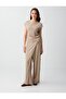 Mink Normal Waist Regular Leg Striped Long Knitted Trousers - 3