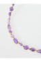 Purple Natural Stone Detailed Metal Ball Figured Necklace - 2