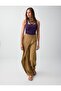 Camel Hair Binding Detail Loose Cut Regular Leg Trousers - 5
