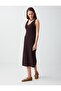 Acı Kahve Slim Fit V-Neck Sleeveless Midi Knitted Dress - 2