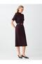 Brown Mock Neck Short Sleeve Midi Knitted Dress - 3