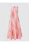 Pink Square Neck Patterned Linen Blend Midi Dress - 6