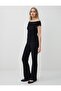 Black Slim Fit Regular Waist Wide Leg Knitted Trousers - 2