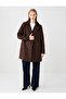 Bitter Brown Straight Cut Jacket with Collar Pocket Detail Cashmere Coat
