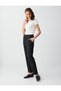 Anthracite Narrow Leg Regular Waist Metal Detailed Woven Trousers - 3