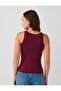 Burgundy Slim Fit Strappy Square Neck Knitted Blouse - 5