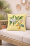 Set of 4 Suede Cushion Covers with Yellow Stripes, Lemon Flowers and Figures, 43X43 cm - 3