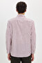 Men's regular fit relaxed cut 100% Cotton Striped Linen effect brown shirt - 7
