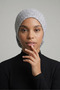 Buttoned Brocade Gray Ready-To-Wear Turban Hijab Bonnet Suitable for Medical Use - 6