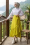 Ruffle Detailed Belted Skirt 1403 - Oil Green - 3