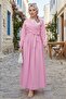 Tie-Detail Blouse Skirt Two-Piece Set 1465 - Powder Pink - 5