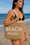 White Beach Please Written Large Size Picnic and Beach Bag – Rope Handle – 55X36X15 cm - 4