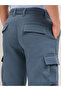CAR-GANEF Blue Textured Waffle Weave Straight Fit Cargo Pants with Flap Pockets - 4